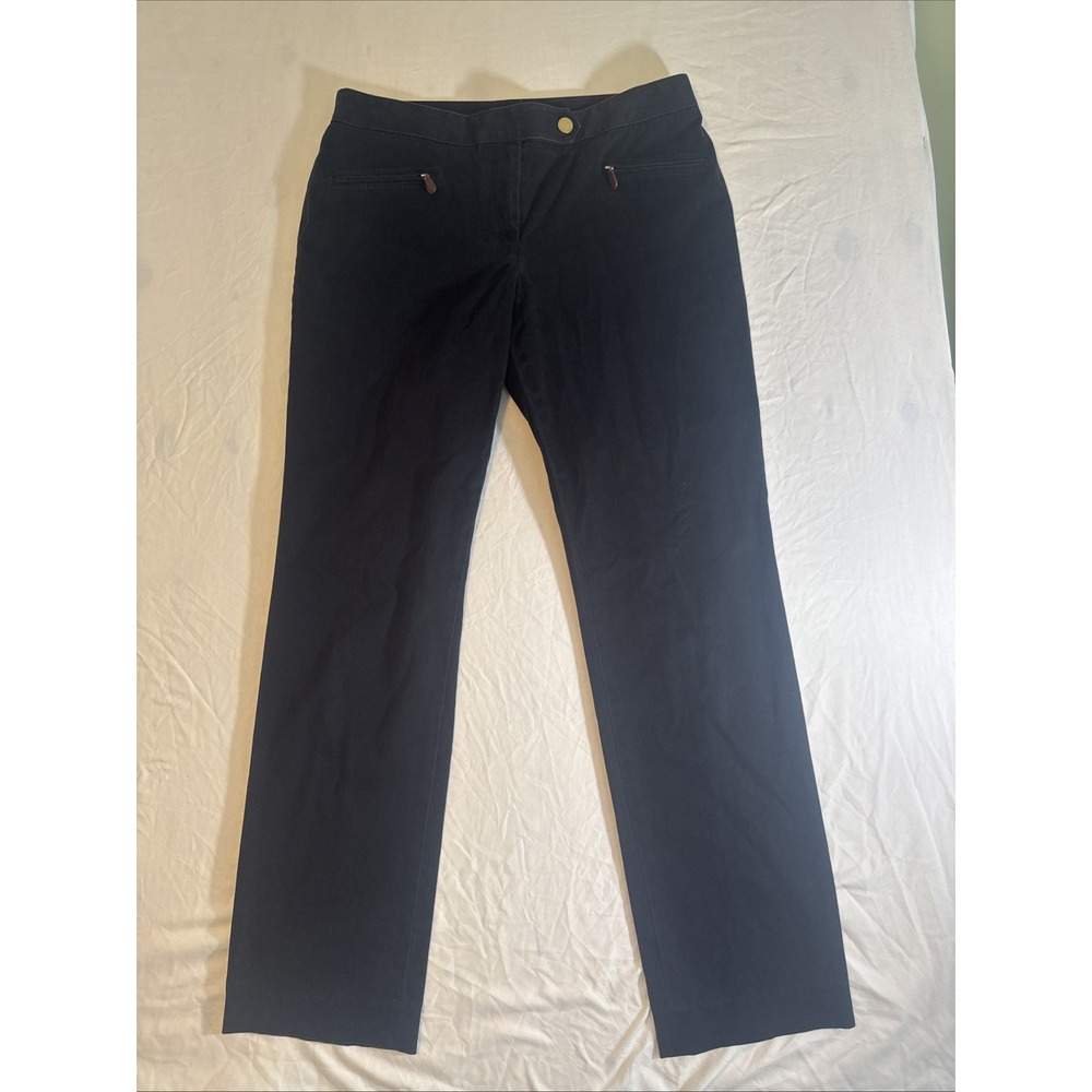 Talbots Signature Womens Pants Straight Leg Mid Rise Zipper Pockets Black Size 6